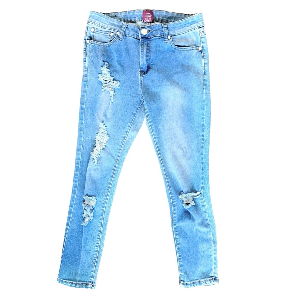 Ling Collection Denim Jeans, Ripped Design, Size 11/12 Medium Blue Very Soft
